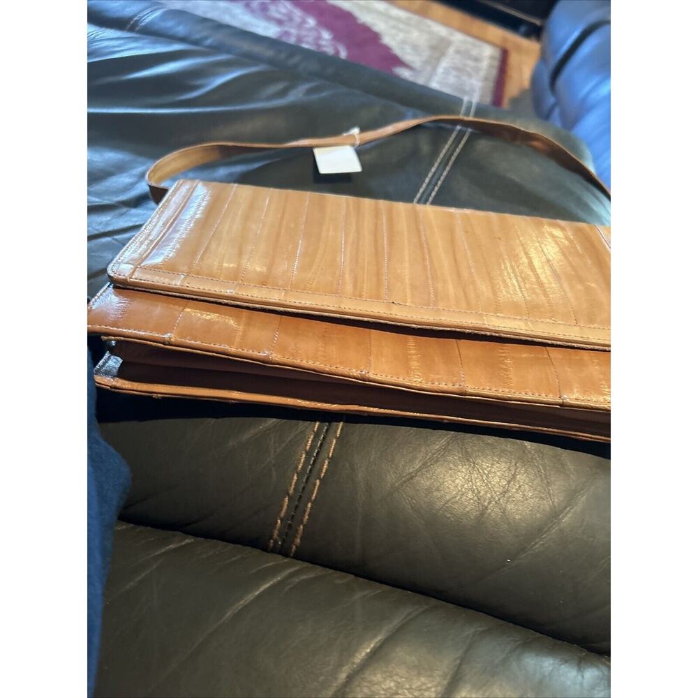 Genuine eel skin purse with shoulder strap